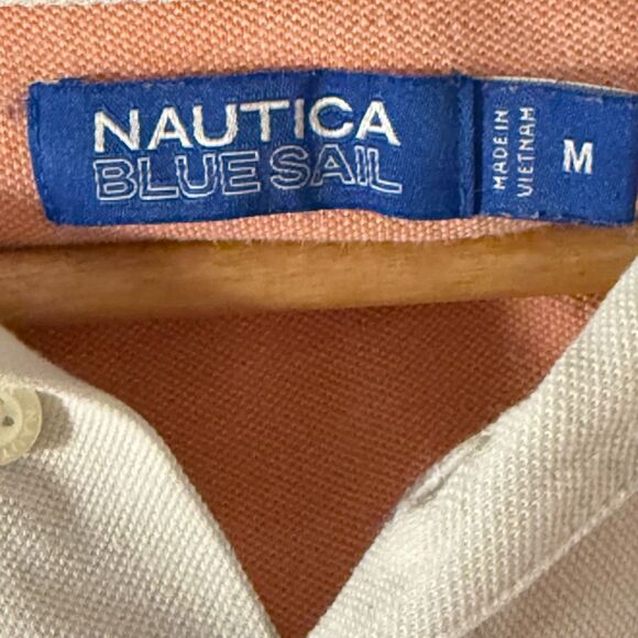 Nautica Mens Striped Polo Shirt Size M Pastel Blue Sail Coastal Golf Retro Y2K - Picture 10 of 16